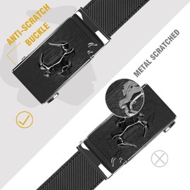 Coipdfty Mens Belt Leather Ratchet Belt for Men with Slided Western Cowboy Belt for Dress and Casual,Trim to Fit (Brushed Black 43(31''-36''))