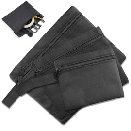 brileze 3 Pcs Waterproof Utility Canvas Tool Storage Bag 3 Different Sizes Small Zipper Portable Heavy Duty Tool Organiser with Water Resistant PVC Coating for DIY Tools Screwdriver Tools Electrician