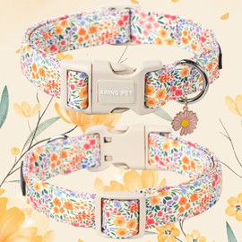 ARING PET Summer Dog Collar-Cute Dog Collar for Small Dogs, Adjustable Cotton Floral Pet Collars Puppy Collar for Small Medium Large Dogs