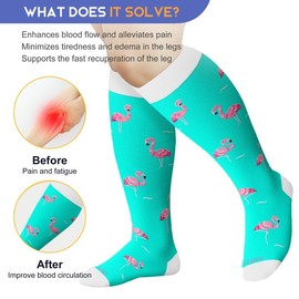 LEVSOX Wide Calf Compression Socks for Women Men Plus Size 15-20 mmHg Extra Large Knee High Support Sock for Nurses Pregnant Travel