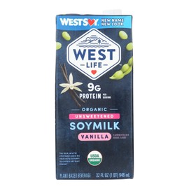 WestSoy Soymilk Unsweetened Vanilla Organic 32fl oz (Pack of 3)