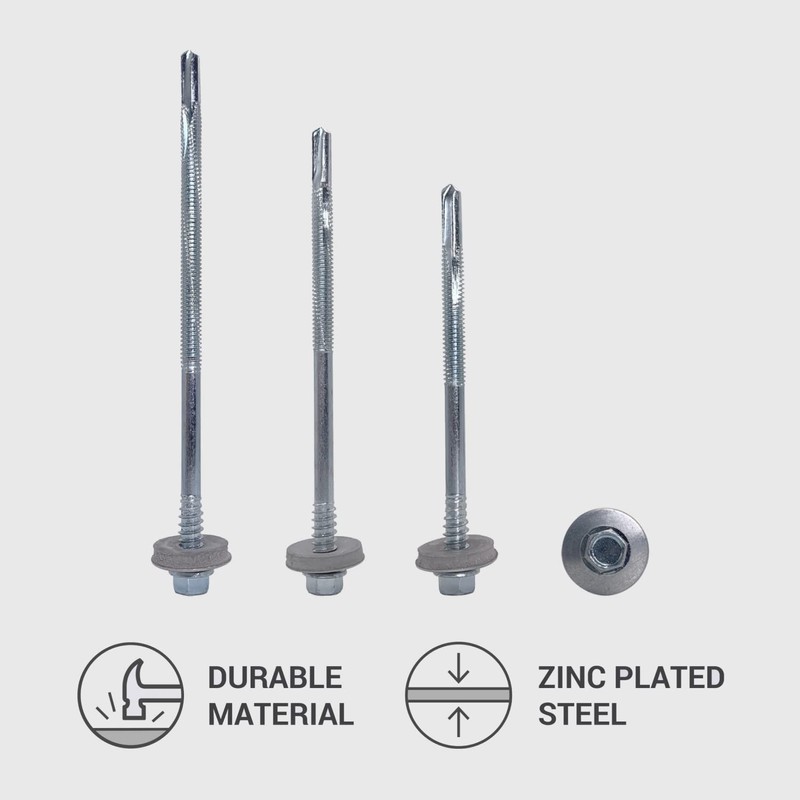 Marcopol Pack of 50 Galvanised Steel, Hex Head, Self-Drilling Screws