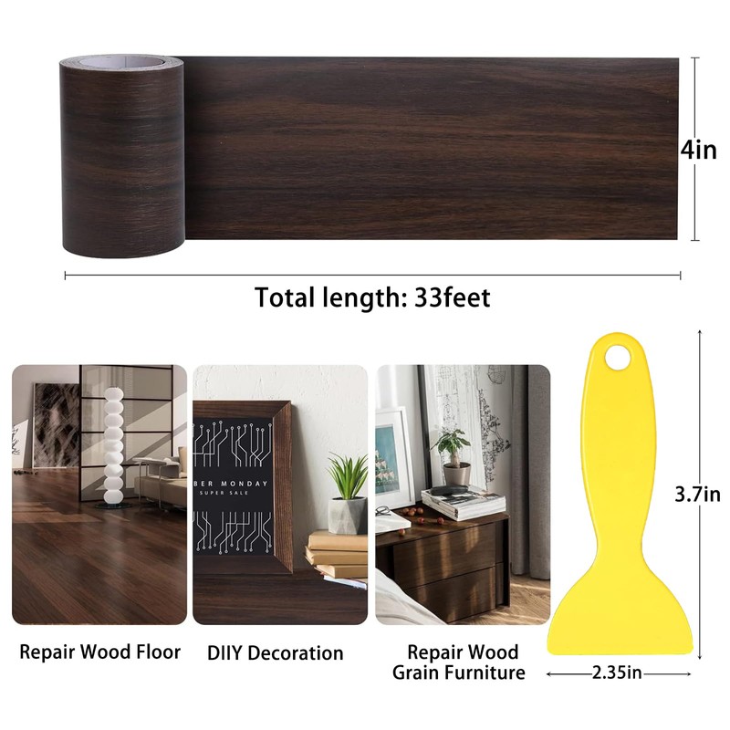 4" X33' Size Realistic Wood Grain Repair Tape, Self Adhesive