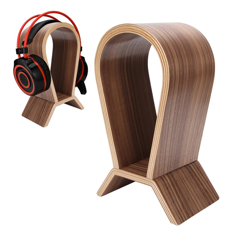 Headphone Holder Bluetooth Headset Integrated Curved Display Stand Storage AccessoryWood