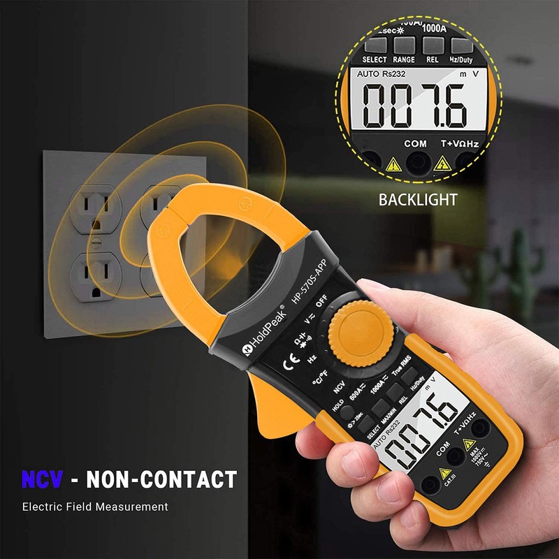HoldPeak Clamp Meter with Bluetooth, 6000 Counts 1000A Digital Clamp