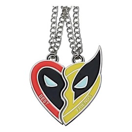 TCB Creations Dead Pool and Wolverines Best Friends Split Heart 2 Piece BFF Necklace Set
