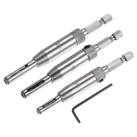 uxcell Self Centering Hinge Tapper Core Drill Bit with Hex Key, Hole Puncher 7/64"-11/64" Dia for Opening Hole Woodworking, 3 in 1 set, Silver Tone