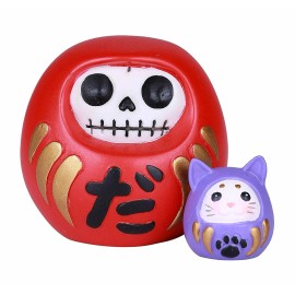Ebros Gift Furrybones Japanese Daruma With Mouse Friend Skeleton Statue Toy Furry Bones