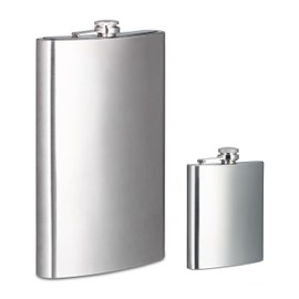 2 x Hip Flasks Stainless Steel Giant Hip Flask with 1800 ml Capacity 200 ml for Travelling Silver