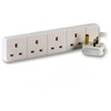 Ex-Pro 4 Way Gang Extension Power Strip White - 2m