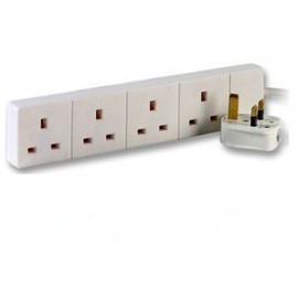 Ex-Pro 4 Way Gang Extension Power Strip White - 2m