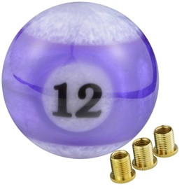 Temzzer Gear Shifter Knob Billiard Shapes Shift Stick Lever Handle Resin Gear Shift Handle for Most Manual Automatic Vehicles M10x1.5 M10x1.25 M8x1.25 (White, Purple 12)