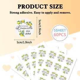 AHANDMAKER Thank You Sticker Labels, Limoncello Circle Stickers, 60 Pcs Circle Stickers 2" Self-Adhesive Convenient Party Circle Stickers for Party Favors, Envelope Seals & Goodie Bags