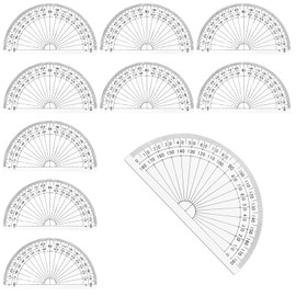 Plastic Protractor,10 PCS Protractor Geometry Set 4 Inch Plastic Math Protractor Clear Protractor 180 Degrees Geometry Set for Classroom School Office Students Teachers