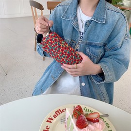 SURBEAV Pencil Case Pen Case Office College School Storage Bag Pouch Holder Box Organizer Makeup Pouch Cosmetic Bag Aesthetic floral flower Cute Pencil Case for Girls Boys Kids (Red yellow flower)