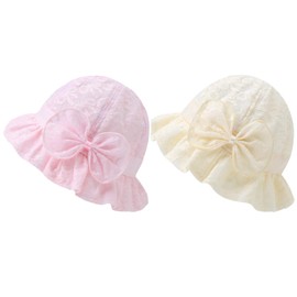 TYXHXTF 2 x Sun Hat Baby Girl UV Protection Sun Hat Baby Toddler Beach Hat for Girls Infant Child Toddler