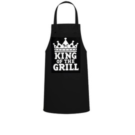 KING OF THE GRILL, Novelty Apron*, LARGE SIZE FRONT POCKETS, ONE SIZE FITS ALL, THICK COTTON BLEND