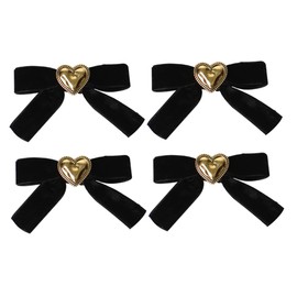Healvian Love Heart Barrette Hair Clip 4pcs Velour Bow Knot Hair Grips for Women Daily Wear
