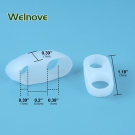 Welnove Pack of 10 Bunion Correction, Toe Separators with 2 Loops, Small Toe Spacers Suitable for Bunions and Protruding Toes (White)