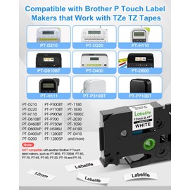 Labelife TZe TZ Tape 12mm 0.47 Laminated White Label Maker Tape Replacement for Brother P Touch Label Tape TZe-231 TZe231 Compatible with Brother PT-D210 PT-D220 PT-H110 PT-D410 PT-P710BT, 4-Pack