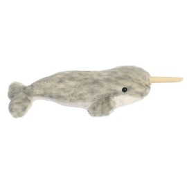 Aurora® Adorable Mini Flopsie™ Narwhal Stuffed Animal - Playful Ease - Timeless Companions - Gray 8 Inches