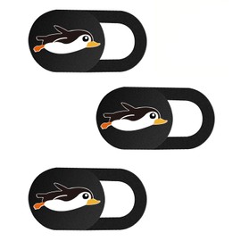 SIREG Webcam Cover Slide 0.027in Ultra Thin Web Camera Cover for Laptops Smartphone PC Tablets for Protecting Your Privacy Security (Penguin - Black & 3 Pack)