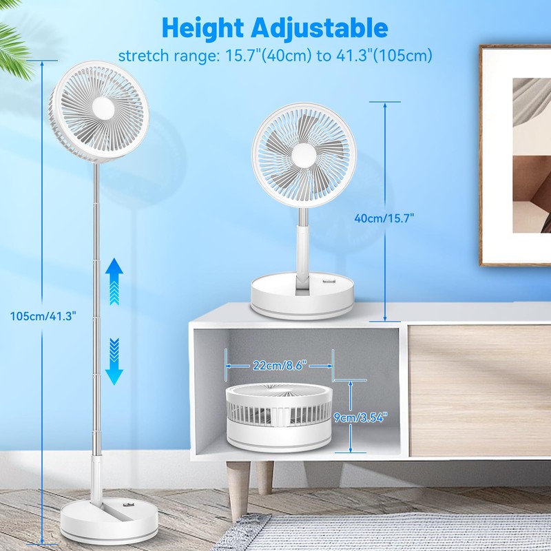 Portable Foldable Oscillating Travel Fan - 8.6" Battery Powered