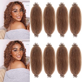 Sunsmilely 30# Marley Hair 12 Inch Springy Afro Twist Hair 8 Packs Wrapping Hair for Soft Locs Brown Kinky Braiding Hair Synthetic Cuban Twist Hair Pre Fluffed Spring Twist Hair for Braiding