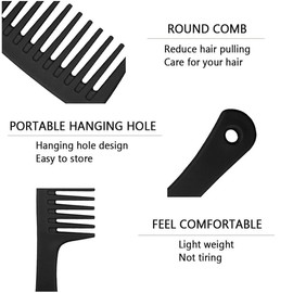 2 Pieces Wide Tooth Detangling Large Comb for Women Shower Wet Dry Curly Long Thick Hair (Black)