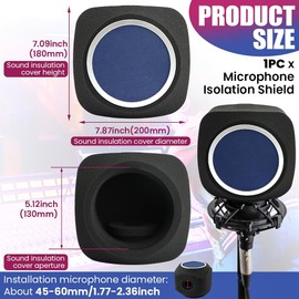 Loyanger Microphone Isolation Shield,Microphone Wind Shield with P-op Filter Vocal Isolation Booth Portable Equipment Filter Out Noise for Recording Studios, Singing, Live Stream(Blue)