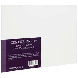 Centurion All-Media Primed Linen Panels - 9x12" 3 Pack - 11oz Universal Primed Canvas Boards for Painting, Mounted on MDF Wood, Non-Warping, Ideal for Artists, Professionals, and Painters