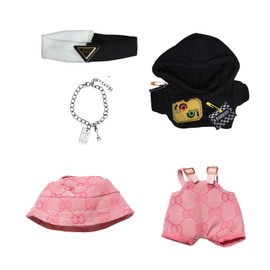 17cm Clothes Set(NO Doll),Hat & Overalls Set Doll Clothes Suitable for Dolls Accessories (Style A+Style D)