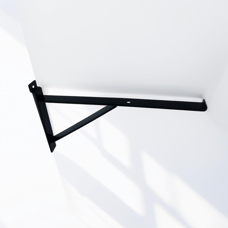 12" Black Heavy Duty Slatwall Shelf Bracket with Support &