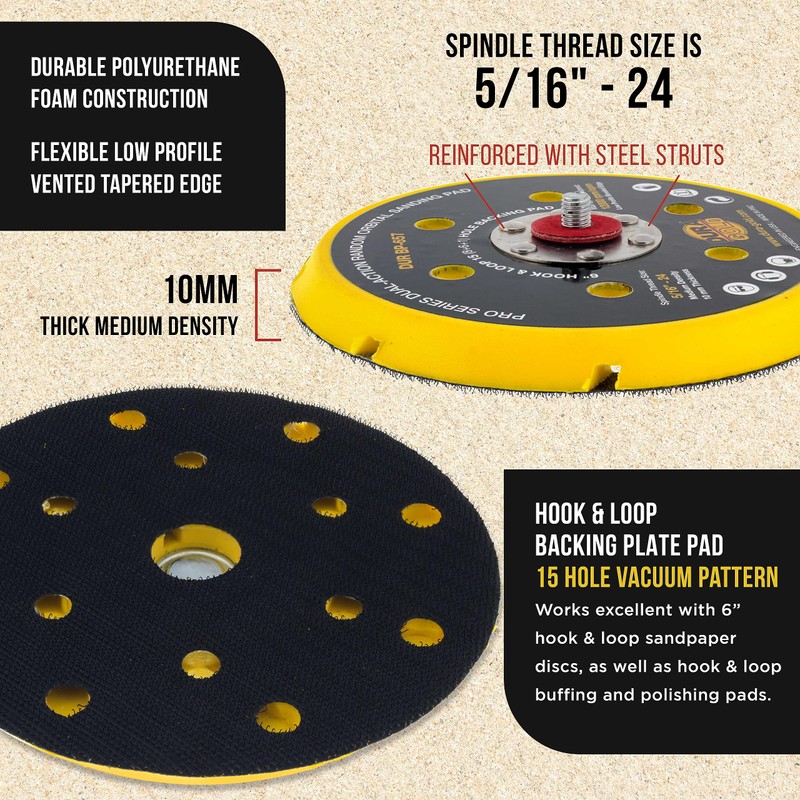 Dura-Gold Pro Series 6" Hook & Loop DA Backing Plate