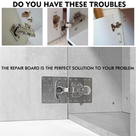 Jiaxitek 20 pcs Hinge Repair Plate, Stainless Steel Cabinet Hinge Repair Plate Kit Hinge Repair Brackets Flat Fixing Joining Mending Plates Brackets with Screws and Mounting Tools