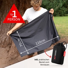 AUTDOOR® Mini Picnic Blanket for 1 Person - Sustainable Made of Recycled Nylon - Beach Blanket + Carabiner. Small and Compact for Camping, Picnic & Hiking