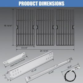 Grill Replacement Parts for Charbroil Advantage 3 Burner 463343015, 463370015, 463335115, 463344015, Grill Grates, Heat Plates, Burner, Carryover Tubes and Igniter for Char-broil Advantage Grill Parts