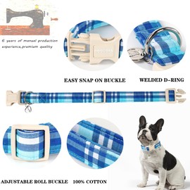 DOGWONG Cotton Dog Collar, Heavy-Duty Dog Collar Durable Soft Boy Dog Collar Cute Wedding Puppy Necklace for Small Medium Large Dog