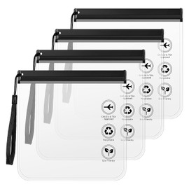 yolzhxe Pack of 4 Transparent Travel Bags, Waterproof Transparent Travel Bags, Toiletry Bag with Zipper, Cosmetic Bag, Storage Bags Made of Plastic, for Travel and Sports