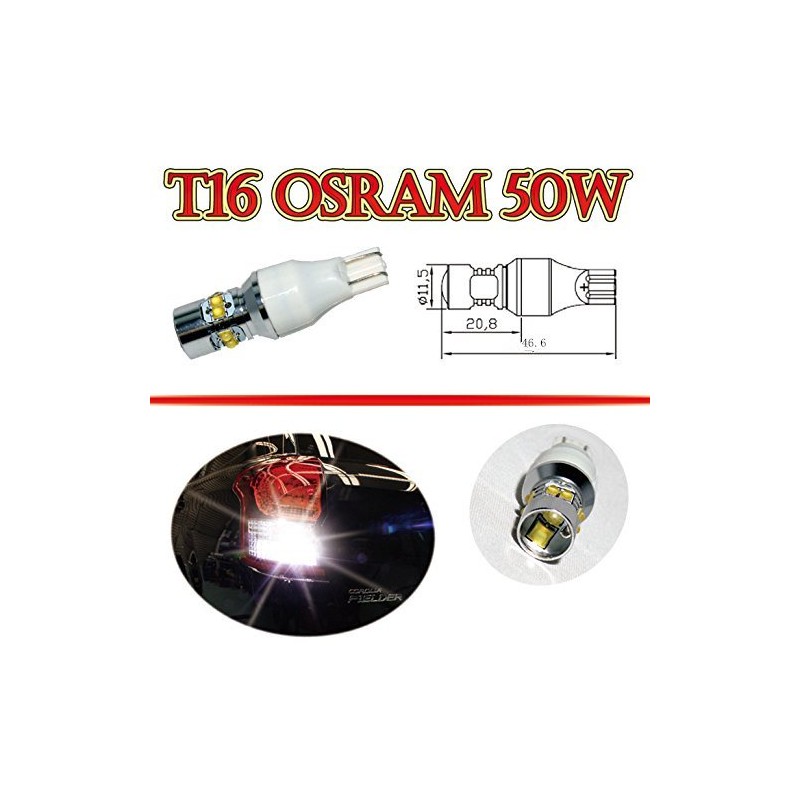 [E – Auto Fun] Set of 2 T10/T16 LED W Class. 10 X Osram Chip
