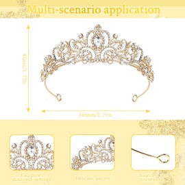Rierousy Tiara Wedding Crown Women's Crown Bridal Crystal Crown Rhinestone Crown, Wedding Tiara for Weddings, Proms, Pageants, Princess Parties, Birthday Parties etc, Non-Precious Metal, Crystal