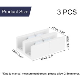 uxcell Sliding Shower Door Bottom Guide for 1/2 in Frameless Glass Shower Door, 3pcs 47mm Width Shower Door Double Track Limit Sliding Guide with Screw, White