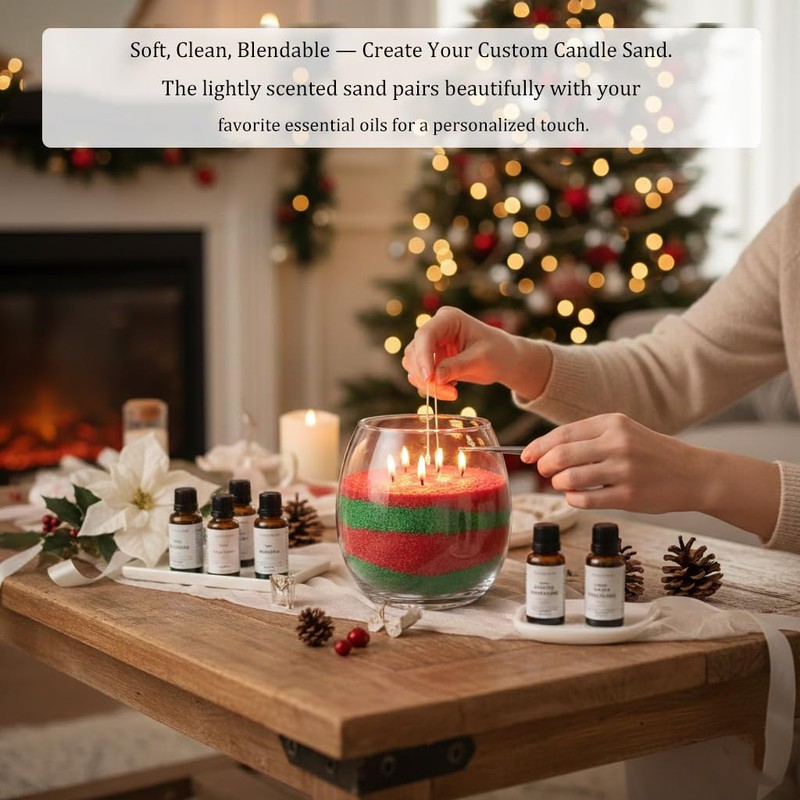 Monivi Scented Candle Sand with Wicks 1.1lb Dark Red Pearled