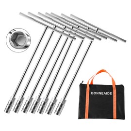 BONNEAIDE 7Pcs T-Handle Wrenches Metric Socket Set, 6mm, 8mm, 10mm, 11mm, 12mm, 13mm, 14mm, Cr-V, Chrome Vanadium Steel T Handle Wrench Hex Socket for Motorcycle Bicycle Car Dirtbike Repair (7 Pack)