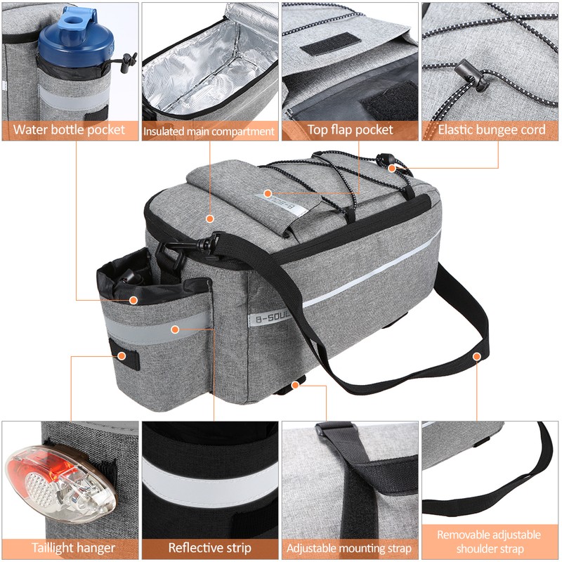 Insulated Trunk Cooler Bag Cycle Bicycle Rear Rack Storage Luggage