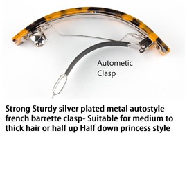 Mytoptrendz® 2 PCS Long Classic Curved Hair Clip Barrettes French Style Auto Clasp Hairpin Slides(Tortoiseshell Aninal spots 1 in Each Shape)