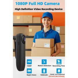 RJBYU Mini Body Camera 1080P Police Body Camera,Body Worn Cam,Premium Portable Video Recorder,Wearable Patrol Video Recording Camcorder for Security,Work Records,Guard (Bodycam001)