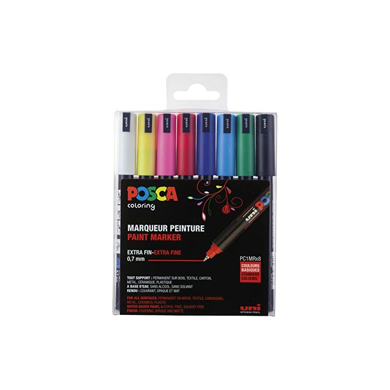 POSCA PC-1M Paint Art Marker Pens - Pack of 8