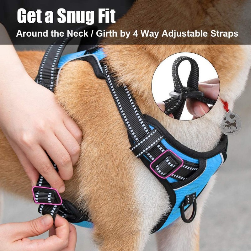PoyPet No Pull Dog Harness, Reflective Vest Harness with 2