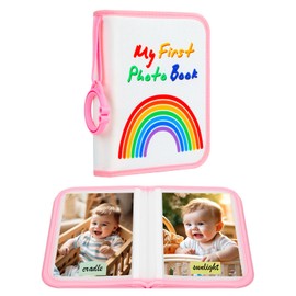 Baby's My First Photo Album for Baby Holds 21 4x6 Photos, Baby Photo Album Soft Cloth Family Book, My First Family Album for 4x6 Baby Shower Kids Toddlers Family Pictures, Toddler Photo Album (Pink)